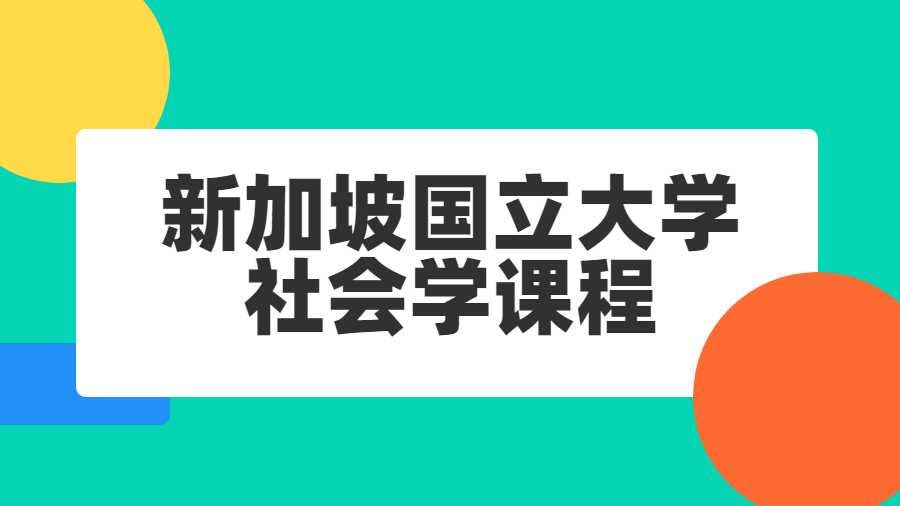 新加坡国立大学社会学课程