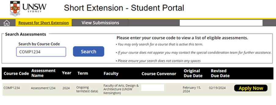 unsw短期延期申请