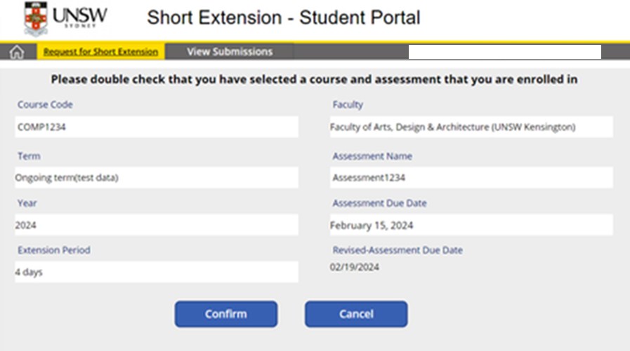 unsw短期延期申请